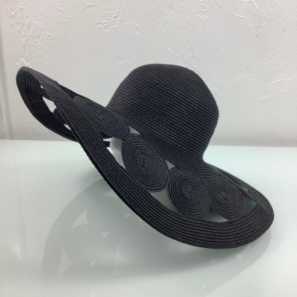 Physician Endorsed Glamour Black Toyo wide brim Sun Hat adjustable SZ OSFM EUC - Picture 6 of 12
